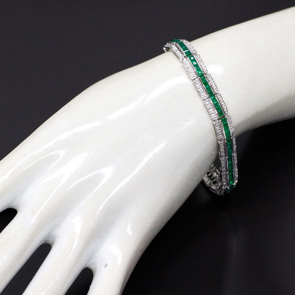 K18WG エメラルド ダイヤモンド ブレスレット 6.00ct D1.10ct