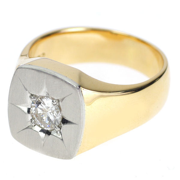 K18YG/ Pt900 ダイヤモンド 印台リング 0.472ct