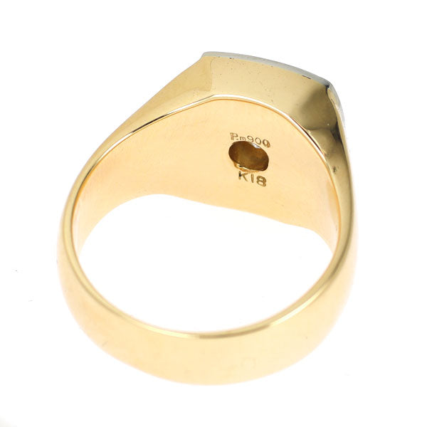 K18YG/ Pt900 ダイヤモンド 印台リング 0.472ct