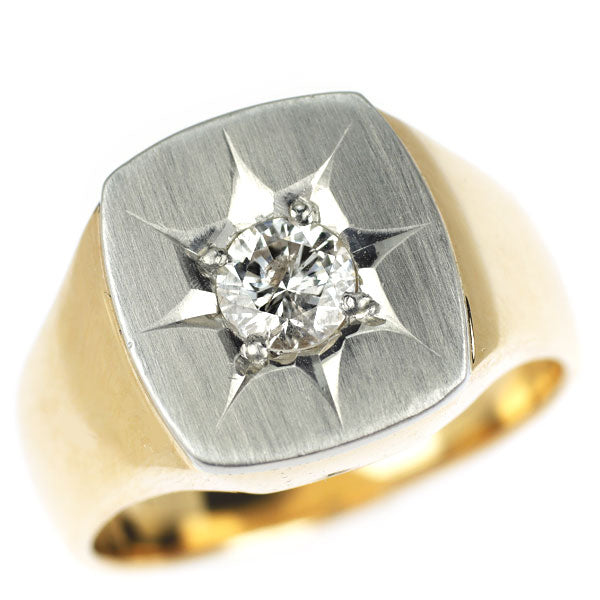 K18YG/ Pt900 ダイヤモンド 印台リング 0.472ct