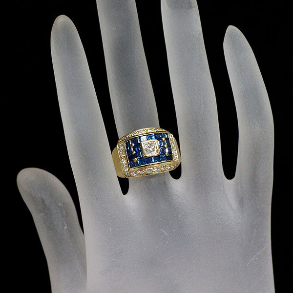 K18YG サファイア ダイヤモンド リング 2.04ct D0.97ct