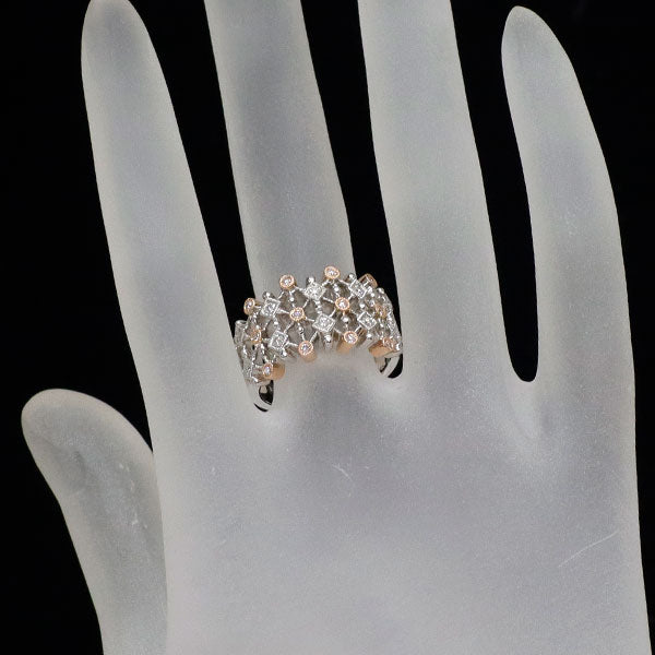 希少 K18WG/PG 天然ピンク/カラーレス ダイヤモンド リング 0.28ct