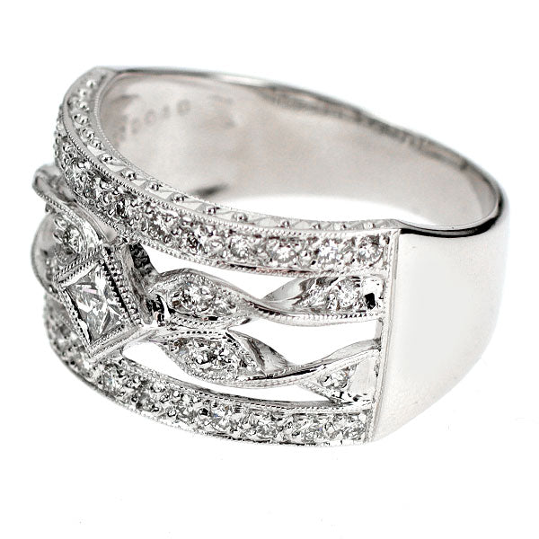 K18WG プリンセスカット ダイヤモンド リング 0.17ct D0.40ct