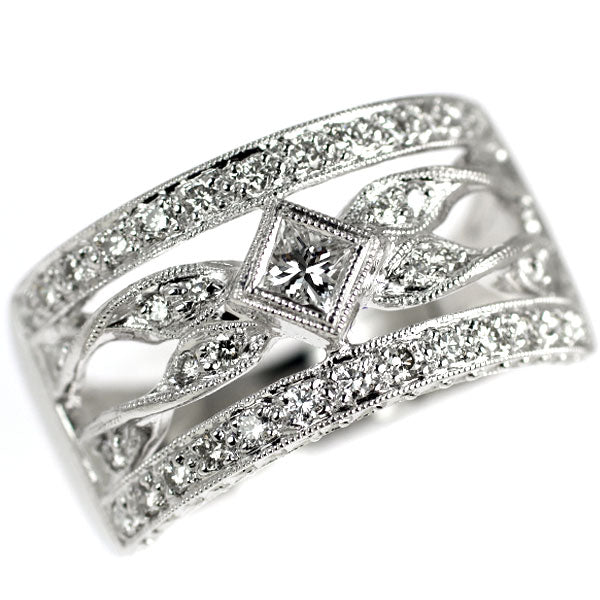 K18WG プリンセスカット ダイヤモンド リング 0.17ct D0.40ct