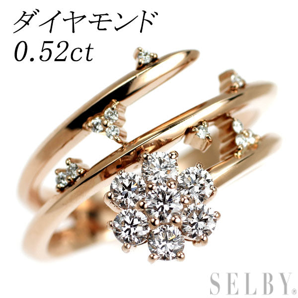 K18PG ダイヤモンド リング 0.52ct フラワー