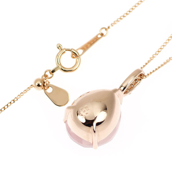 K18PG ローズクオーツ ダイヤモンド ペンダントネックレス 4.04ct D0.02ct
