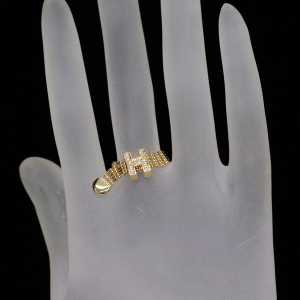 K18YG ダイヤモンド リング 0.06ct フリーサイズ ベルト イニシャルH