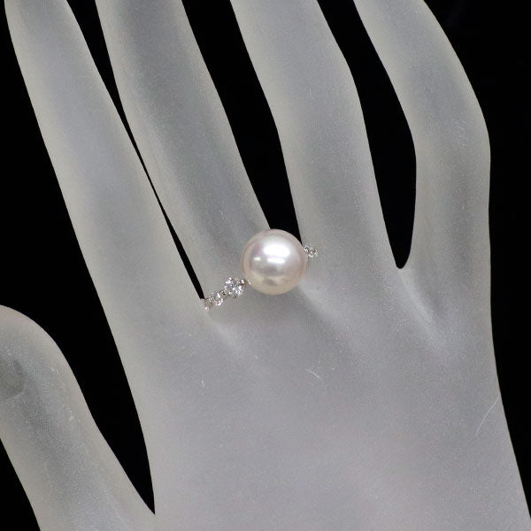 Pt900 アコヤ真珠 ダイヤモンド リング 径約9.5mm D0.35ct