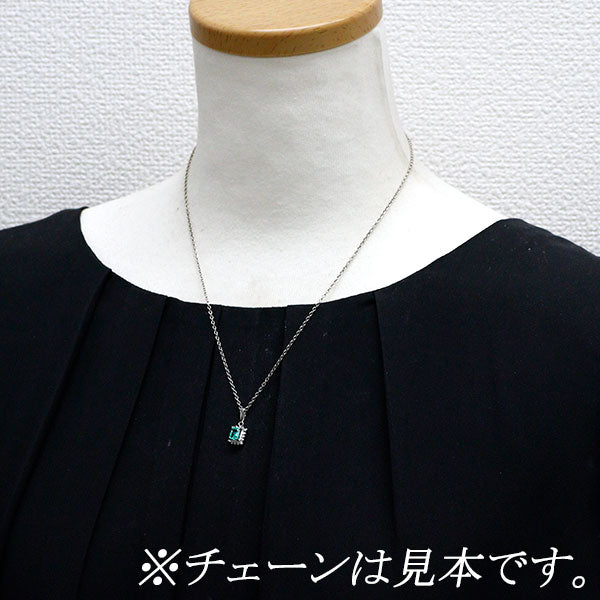Pt900 エメラルド ダイヤモンド ペンダントトップ 0.54ct D0.16ct
