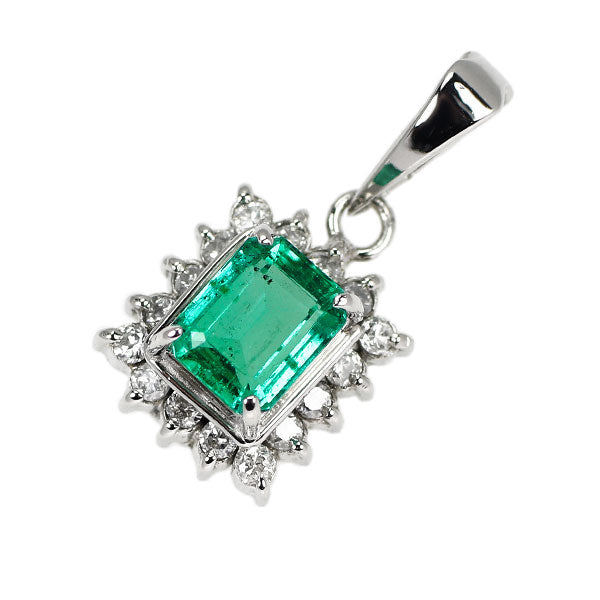 Pt900 エメラルド ダイヤモンド ペンダントトップ 0.54ct D0.16ct