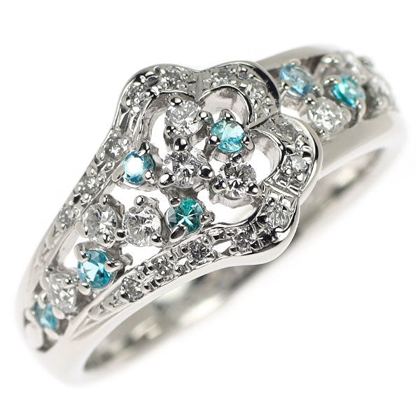 Pt900 パライバトルマリン ダイヤモンド リング 0.16ct D0.34ct