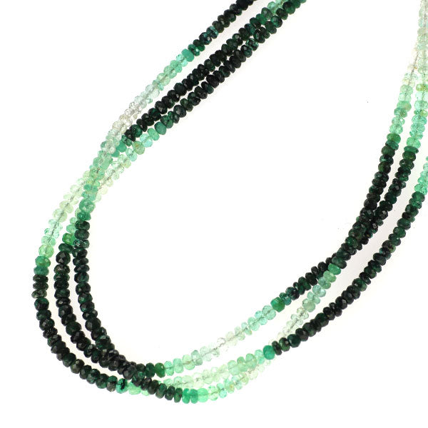 田崎真珠 K18WG エメラルド ネックレス 125.00ct 3連