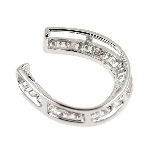 K18WG バケット/プリンセスカット ダイヤモンド ペンダントトップ 0.20ct 馬蹄