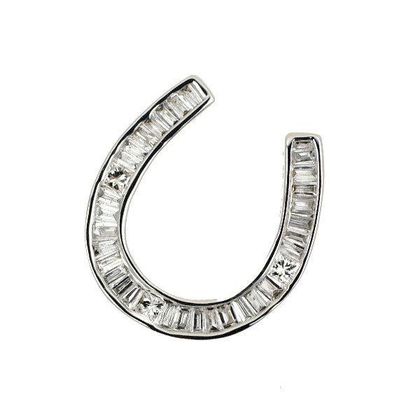 K18WG バケット/プリンセスカット ダイヤモンド ペンダントトップ 0.20ct 馬蹄