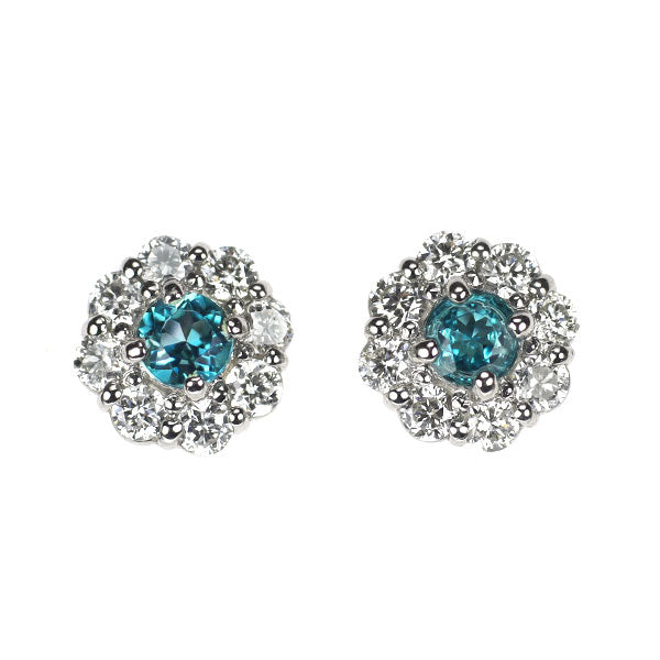 Pt900 グランディディエライト ダイヤモンド ピアス 0.10ct D0.18ct フラワー