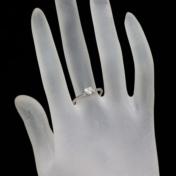 Pt900 ハートシェイプ ダイヤモンド 天然ピンクダイヤ リング 0.282ct PD0.038ct