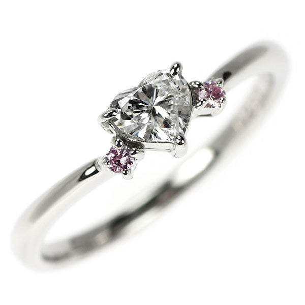 Pt900 ハートシェイプ ダイヤモンド 天然ピンクダイヤ リング 0.282ct PD0.038ct