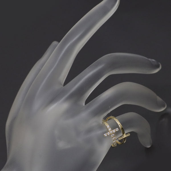 ゆきざき K18YG ダイヤモンド リング 0.14ct ツインピンキー クロス