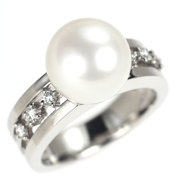 田崎真珠 Pt900 白蝶真珠 ダイヤモンド リング 径約10.5mm D0.15ct