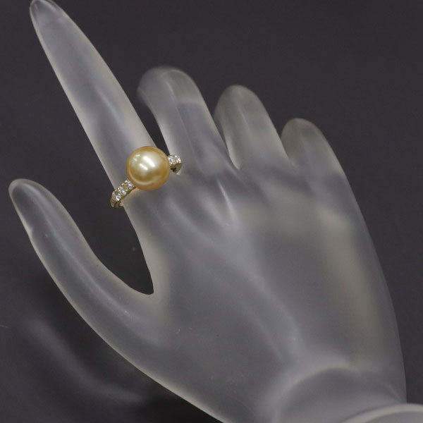 田崎真珠 K18YG ゴールデンパール ダイヤモンド リング 径約10.4mm D0.36ct