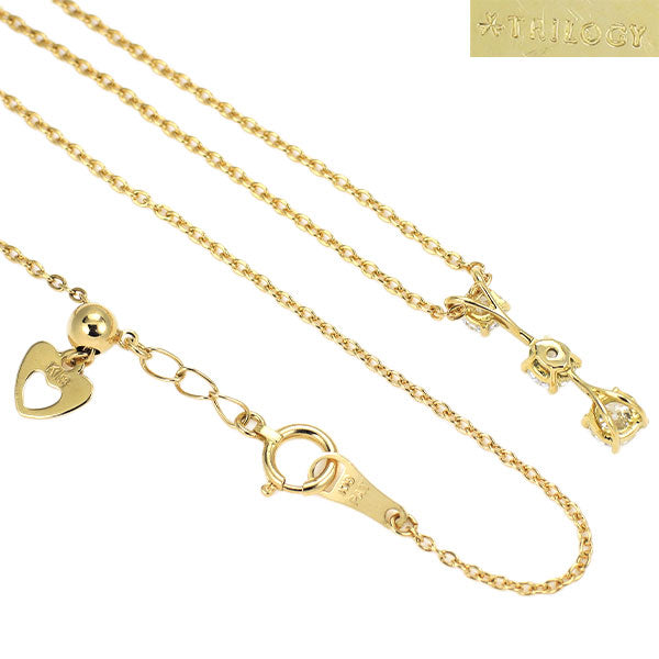 トリロジー K18YG ダイヤモンド ペンダントネックレス 0.254ct D0.35ct F SI2 G