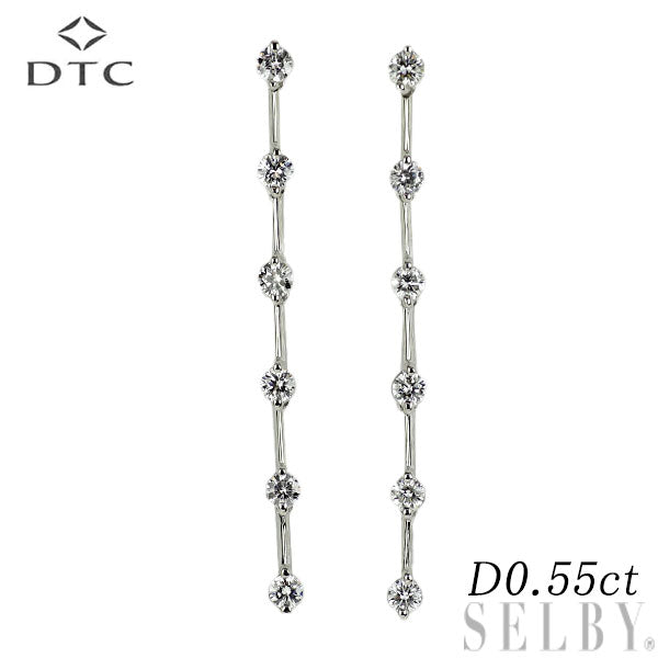 DTC K18WG ダイヤモンド ピアス 0.55ct LINE