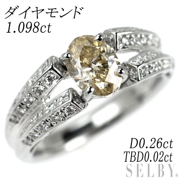 Pt900 オーバルカット ダイヤモンド トリートブルーダイヤ リング 1.098ct D0.26ct TBD0.02ct