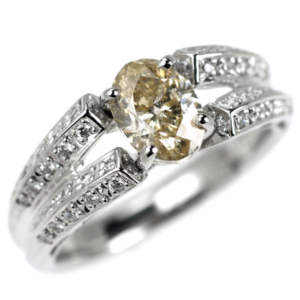 Pt900 オーバルカット ダイヤモンド トリートブルーダイヤ リング 1.098ct D0.26ct TBD0.02ct