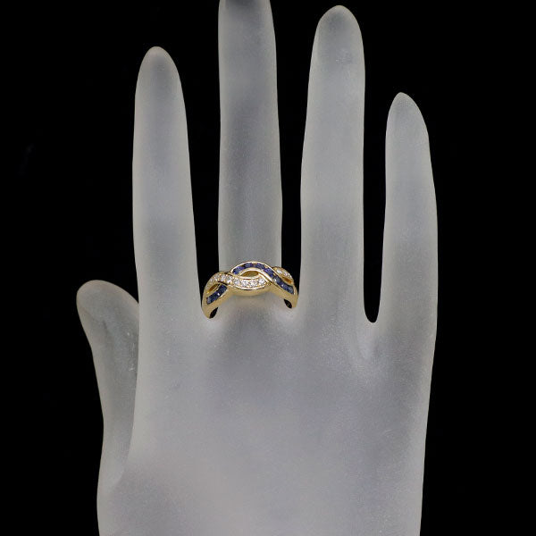 田崎真珠 K18YG サファイア ダイヤモンド リング D0.21ct — セルビー  