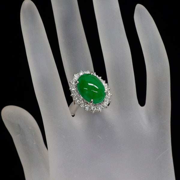 Pt900 翡翠 ダイヤモンド リング 10.23ct D2.00ct