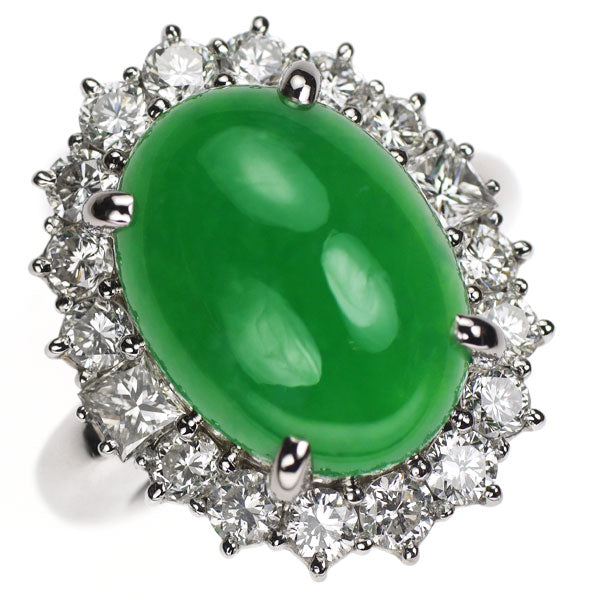 Pt900 翡翠 ダイヤモンド リング 10.23ct D2.00ct