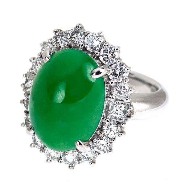Pt900 翡翠 ダイヤモンド リング 10.23ct D2.00ct
