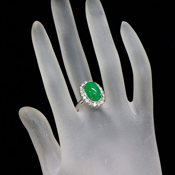 Pt900 翡翠 ダイヤモンド リング 6.11ct D1.13ct
