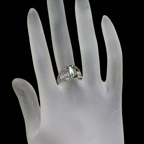 Pt900 トルマリン ダイヤモンド リング 1.50ct D0.28ct
