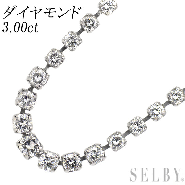 Pt850 ダイヤモンド テニス ネックレス 3.00ct