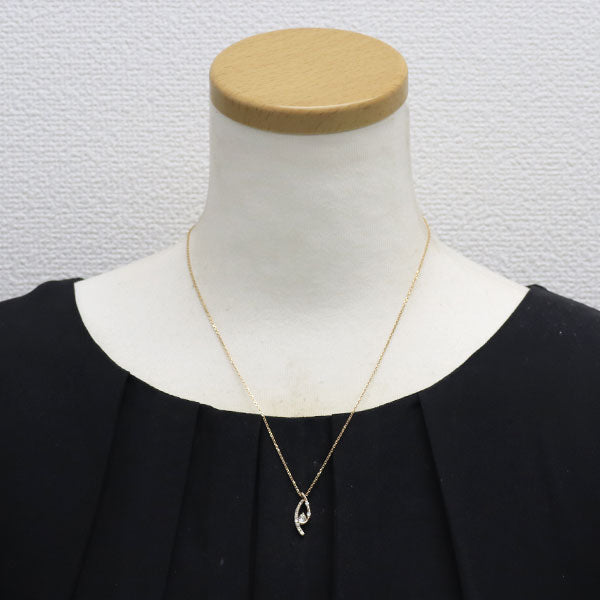 K18PG ペアシェイプ ダイヤモンド ペンダントネックレス 0.215ct D0.174ct