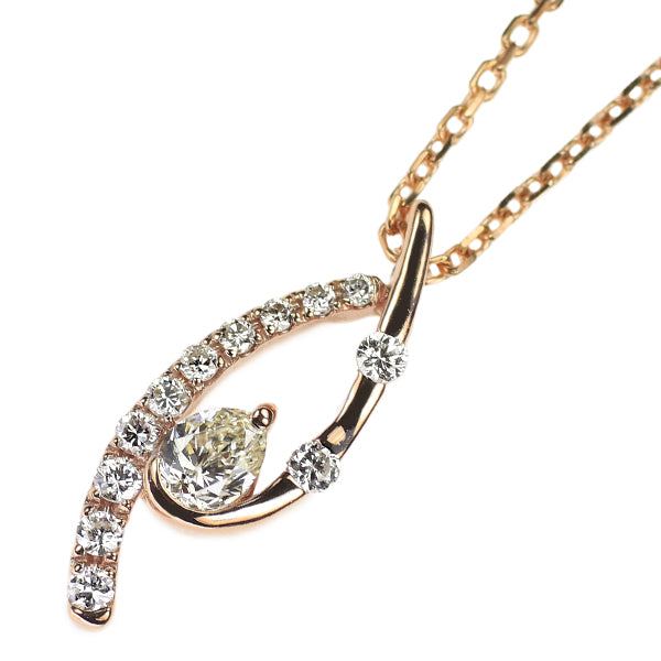 K18PG ペアシェイプ ダイヤモンド ペンダントネックレス 0.215ct D0.174ct