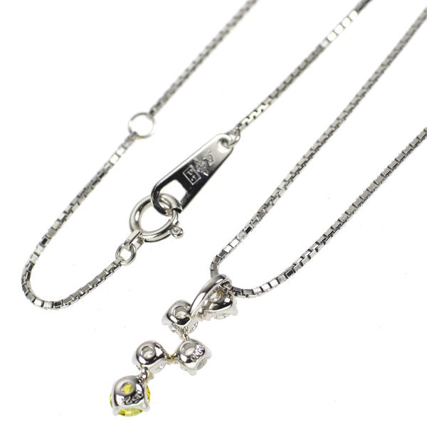 Pt カラーレス/トリートイエロー ダイヤモンド ペンダントネックレス 0.523ct