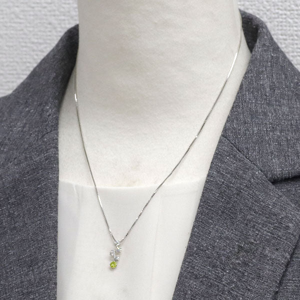 Pt カラーレス/トリートイエロー ダイヤモンド ペンダントネックレス 0.523ct