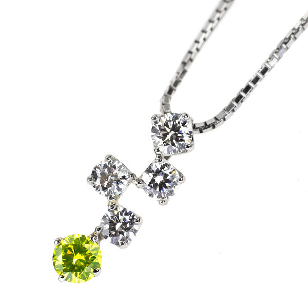 Pt カラーレス/トリートイエロー ダイヤモンド ペンダントネックレス 0.523ct