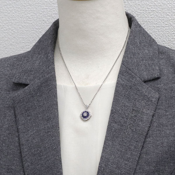 Pt サファイア ダイヤモンド ペンダントネックレス 0.84ct D1.01ct