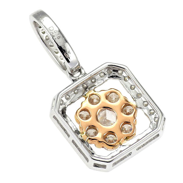 K18WG/PG ローズカット ダイヤモンド ペンダントトップ 0.30ct D0.59ct