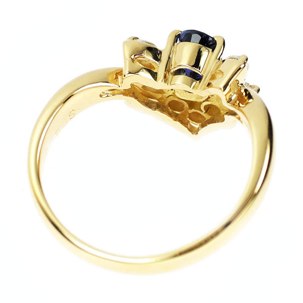 K18YG サファイア ダイヤモンド リング 0.425ct D0.28ct