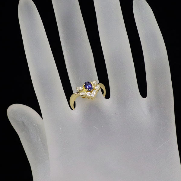 K18YG サファイア ダイヤモンド リング 0.425ct D0.28ct