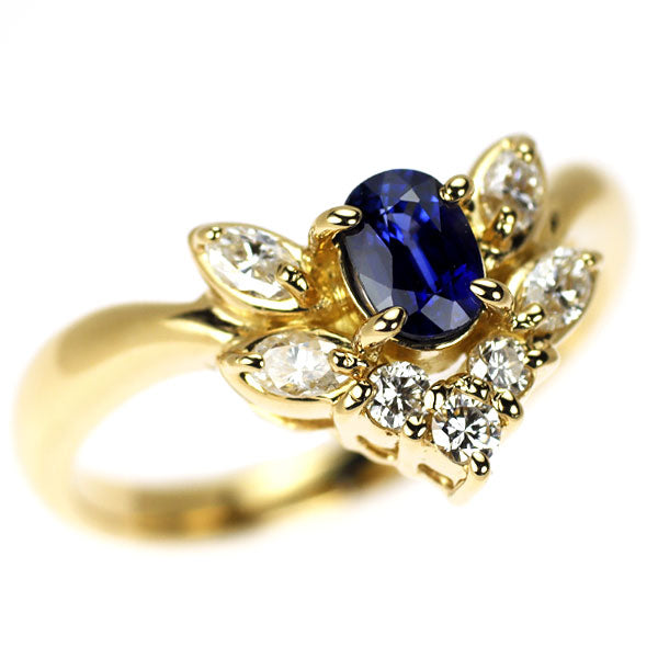 K18YG サファイア ダイヤモンド リング 0.425ct D0.28ct
