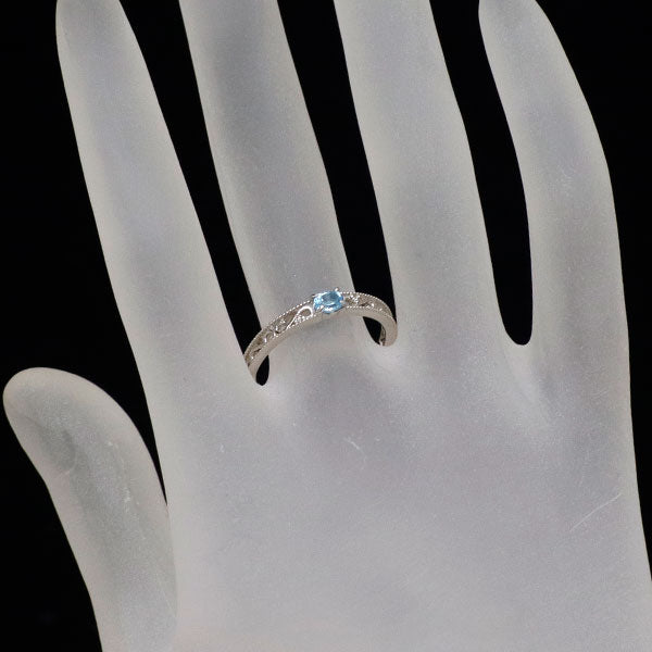 Pt900 ブルー トパーズ ダイヤモンド リング