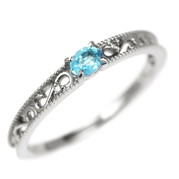 Pt900 ブルー トパーズ ダイヤモンド リング