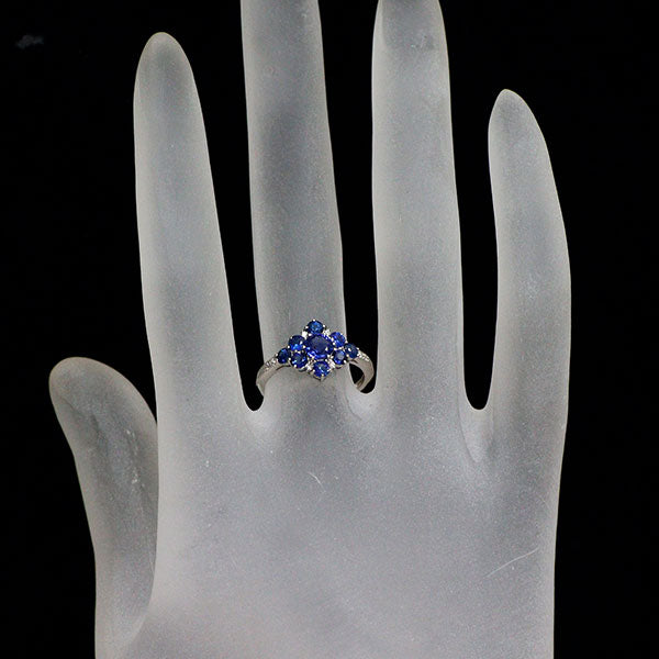 Pt900 サファイア ダイヤモンド リング 1.12ct D0.04ct
