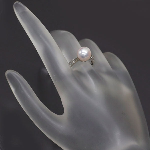 Pt900 アコヤ 真珠/パール ダイヤモンド リング 径約9.1mm D0.18ct