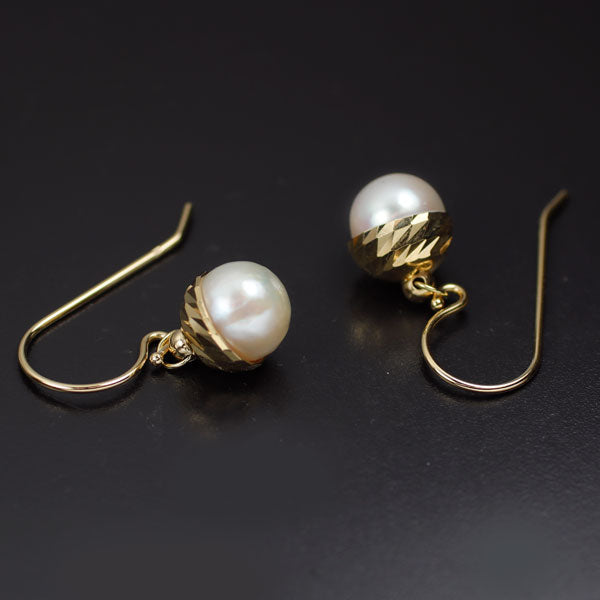 K18YG アコヤ真珠 ピアス 径約7.0mm